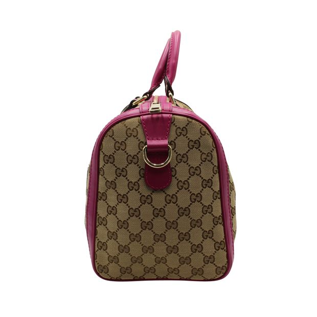 GUCCI Brown Pink Monogrammed Canvas Medium Joy Boston Bag