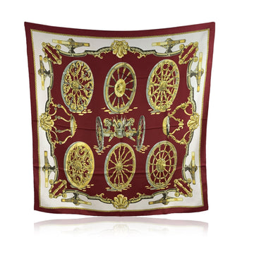 HERMES Paris Vintage Silk Scarf Roues De Canon 1967 Latham