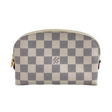 LOUIS VUITTON Damier Azur Canvas Cosmetic Pochette Pouch With Box White