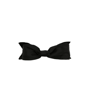 CHANEL Large Black Satin Bow Barrette Hair Clip