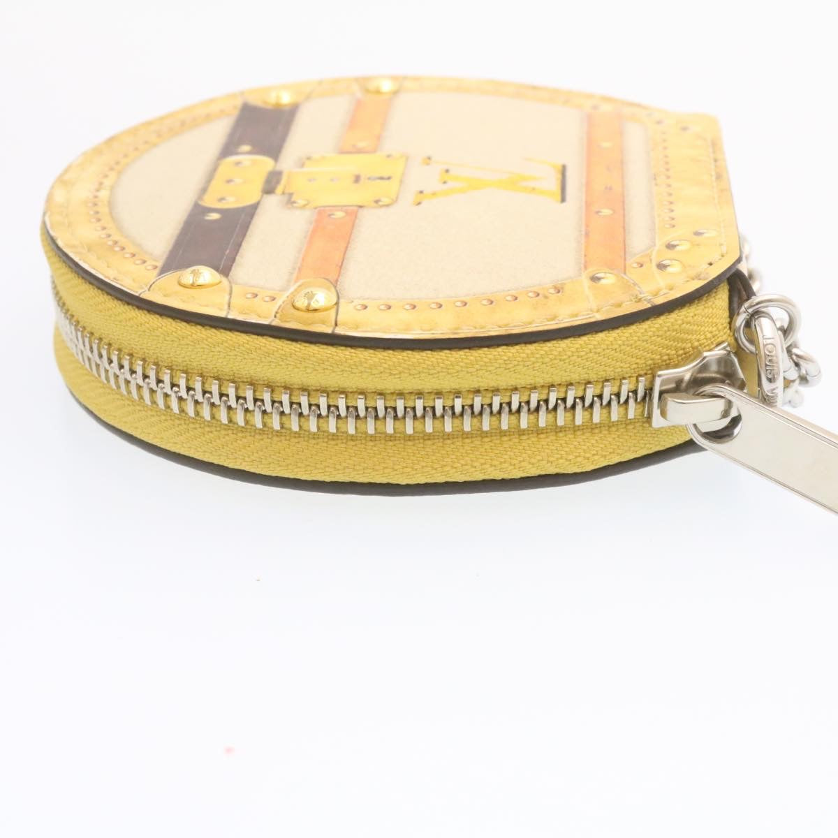 LOUIS VUITTON Coin Case Micro Boite Chapeau Round Zipp Wallet White Gold  Women