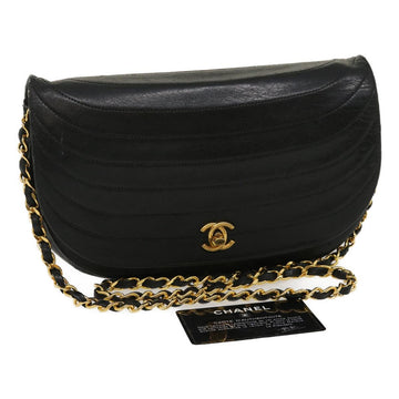 CHANEL Shoulder Bag Lamb Skin Black CC Auth bs1331A