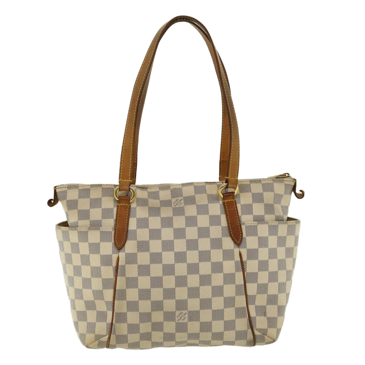 LOUIS VUITTON Totally GM White Checkered Coated Canvas Shoulder Bag Tote Bag