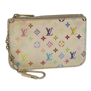 LOUIS VUITTON Multicolor Pochette Cles NM Coin Purse White M93734 LV Auth bs3657