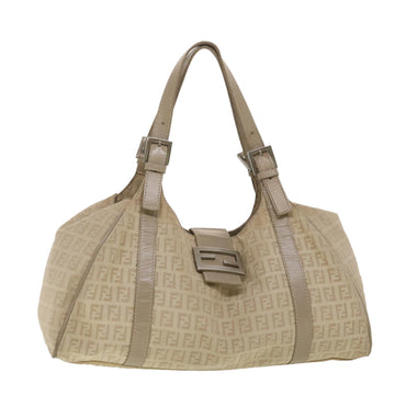 FENDI Zucchino Canvas Shoulder Bag Beige 2373-8BR091-KU7-048 Auth bs4404