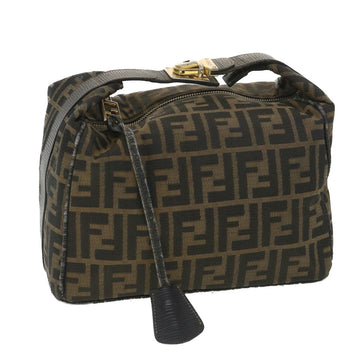 FENDI Zucca Canvas Hand Bag Black Brown Auth bs4420