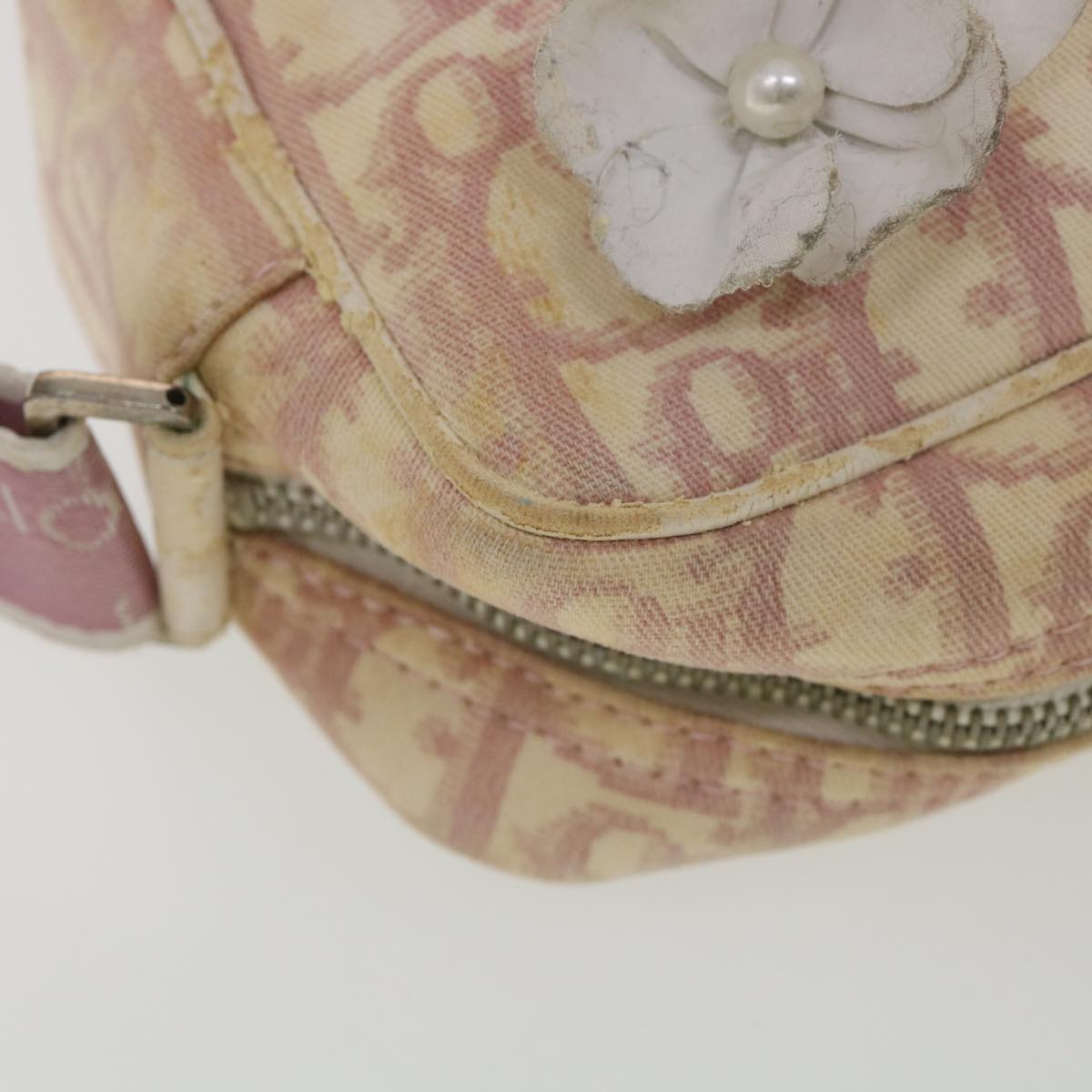 Christian Dior Trotter Canvas Flower Shoulder Bag Pink Auth yk4486 Cloth  ref.579804 - Joli Closet