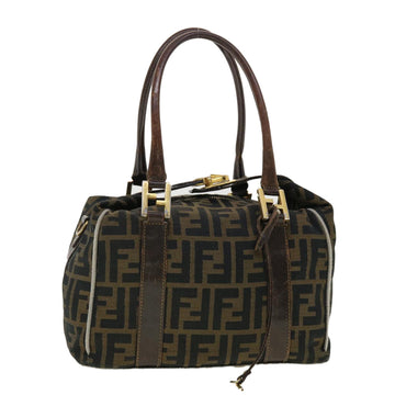 FENDI Zucca Canvas Hand Bag Black Brown Auth bs4840