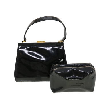 GUCCI Pouch Hand Bag Patent 2Set Black Auth bs4845