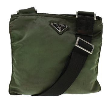 PRADA Shoulder Bag Nylon Khaki Auth bs5077