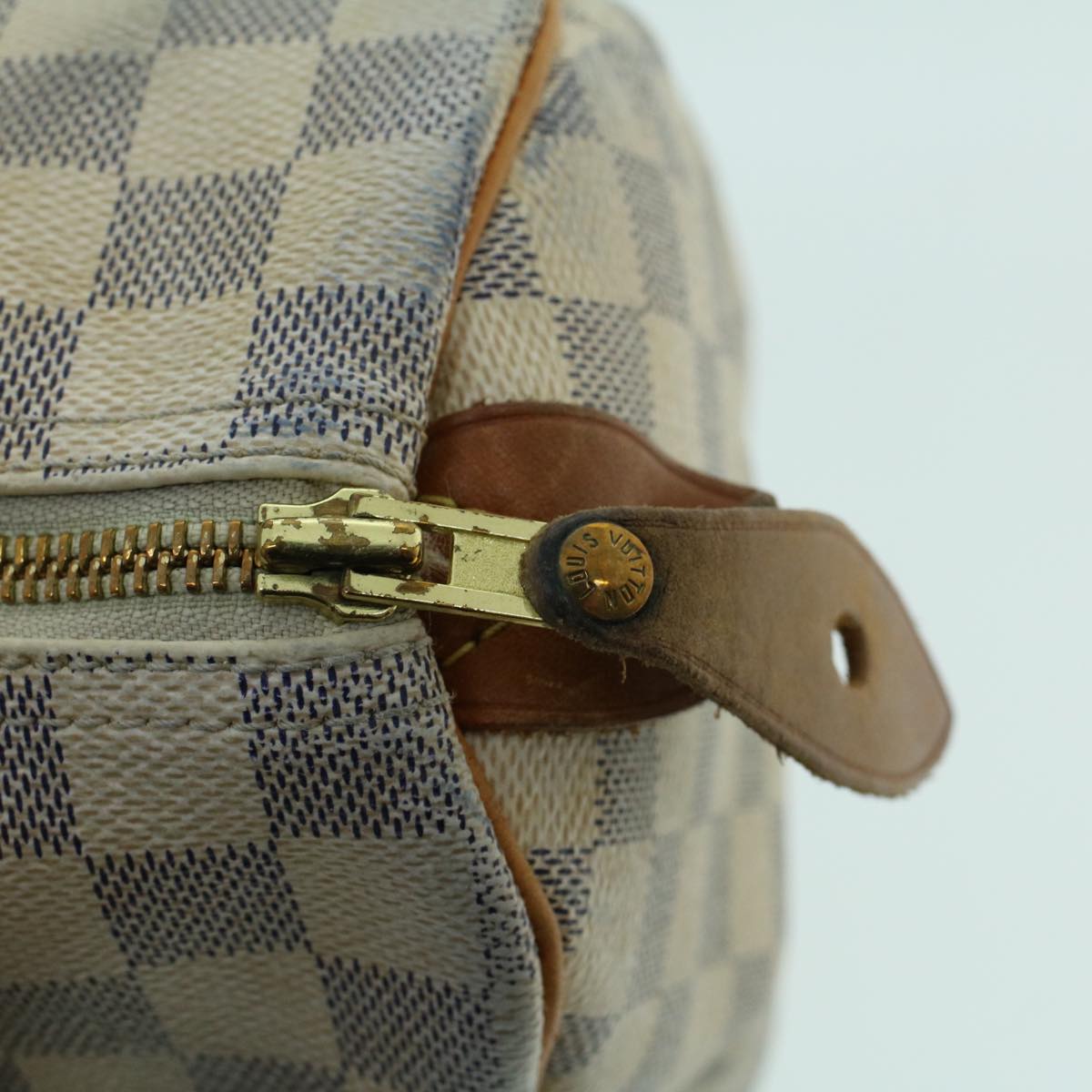 Louis Vuitton SPEEDY 25 Handbag White Damier Azur Canvas Bag N41534 - GOOD