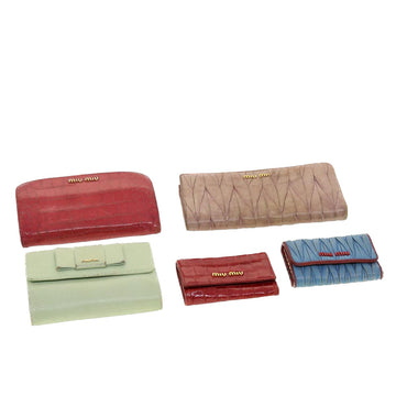 MIU MIU Key Case Wallet Leather 5Set Red Blue Green Auth bs5172