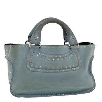 CELINE Hand Bag Suede Light Blue Auth bs5202