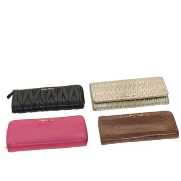 MIU MIU Wallet Leather 4Set Pink Black Brown Auth bs5382