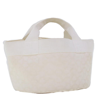 HERMES Hand Bag Canvas White Auth bs5448