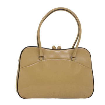 PRADA Hand Bag Leather Beige Auth bs6118