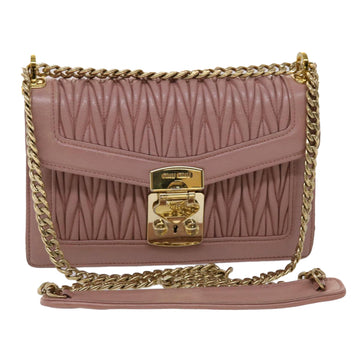 MIU MIU Materasse Chain Confidential Shoulder Bag Leather Pink Auth bs6358