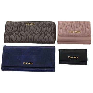 MIU MIU Key Case Wallet Leather 4Set Blue Beige Black Auth bs6417