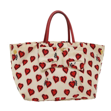 PRADA Heart Hand Bag Nylon Red Auth bs6476