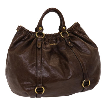 MIU MIU Hand Bag Leather Brown Auth bs6761