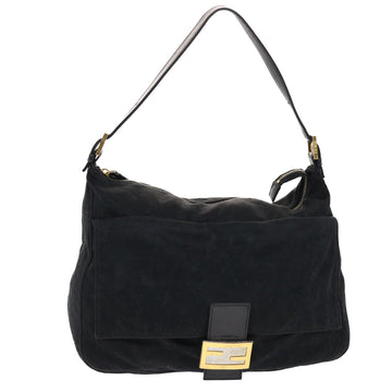 FENDI Mamma Baguette Shoulder Bag Nylon Black Auth bs6935