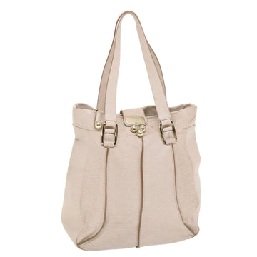 CELINE Shoulder Bag Leather Beige Auth bs6966