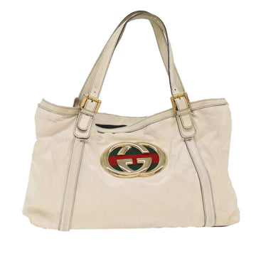 GUCCI Web Sherry Line Shoulder Bag Coated Canvas White Red 162094 Auth bs6990