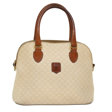 CELINE Macadam Canvas Hand Bag PVC Leather White Auth bs7123