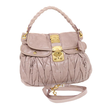 MIU MIU Hand Bag Leather 2way Pink Auth bs7146