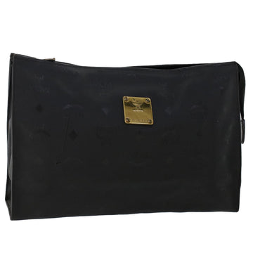 MCM Vicetos Logogram Clutch Bag PVC Leather Black Auth bs7223