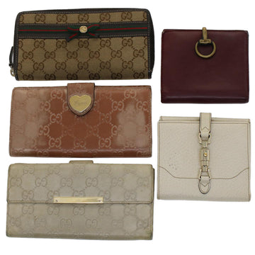 GUCCI GG Canvas Jackie Web Sherry Line Wallet 5Set Beige Wine Red Auth bs7300