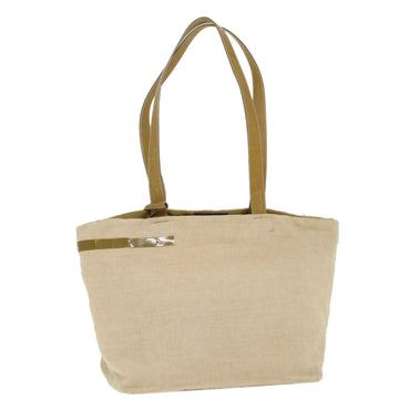 PRADA Tote Bag Canvas Beige Auth bs7390