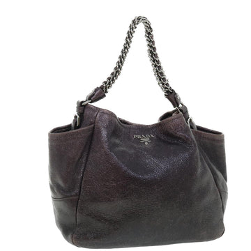 PRADA Chain Shoulder Bag Leather Purple Auth bs7494