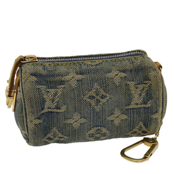 LOUIS VUITTON Monogram Denim Trousse Speedy PM Pouch Blue M95082 LV Auth bs7796