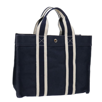 HERMES Bora Bora PM Tote Bag Canvas Navy White Auth bs7824