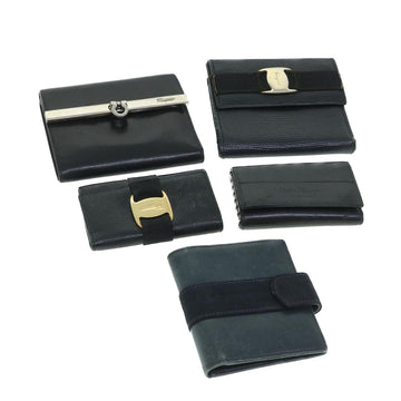 SALVATORE FERRAGAMO Key Case Wallet Leather 5Set Black Auth bs8400