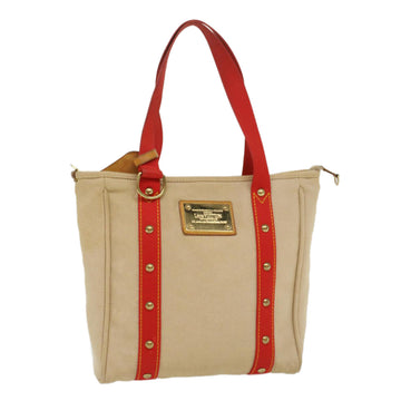 LOUIS VUITTON Antigua Cabas MM Tote Bag Beige Red M40035 LV Auth bs8412