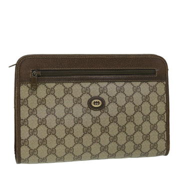 GUCCI GG Canvas Clutch Bag PVC Leather Beige Brown 014 123 6053 Auth bs8482