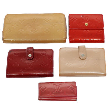 LOUIS VUITTON Monogram Vernis Key Case Wallet 5Set Beige Red LV Auth bs8513