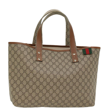 GUCCI GG Supreme Tote Bag PVC Leather Beige 211134 Auth bs8774