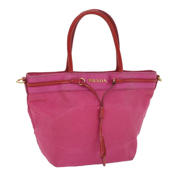 PRADA Tote Bag Nylon Pink Auth bs8853