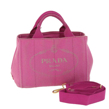 PRADA Canapa PM Hand Bag Canvas 2way Pink Auth bs8904