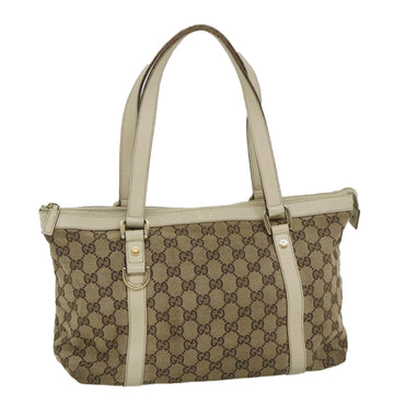 GUCCI GG Canvas Shoulder Bag Beige White 141470 Auth bs9021