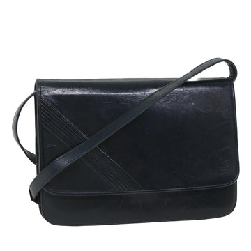 BALLY Shoulder Bag Leather Black Auth bs9210
