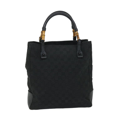 GUCCI GG Canvas Bamboo Tote Bag Black 112530 Auth bs9214