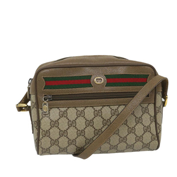 GUCCI GG Supreme Web Sherry Line Shoulder Bag Beige Red 56 02 087 Auth bs9230