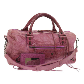 BALENCIAGA Tzigie Hand Bag Leather 2way Pink Auth bs9508