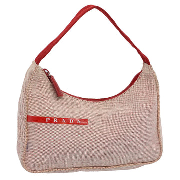 PRADA Hand Bag Canvas Gray Red Auth bs9757