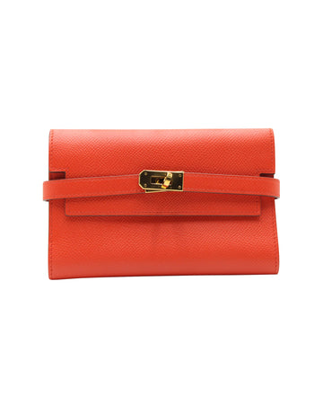 HERMeS Kelly Continental Wallet-Orange Poppy Togo Leather - Gold Hardware