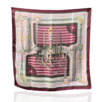 HERMES Paris Vintage Pink Purple Silk Scarf Coaching 1976 Abadie